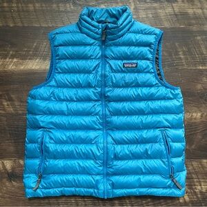 Patagonia teal blue 68222 boys down sweater puffer vest XXL 2XL 16-18 *read